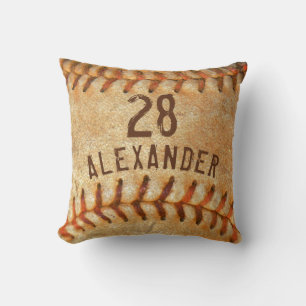 Coussin Nom et numéro personnalisés Baseball blanc Sports