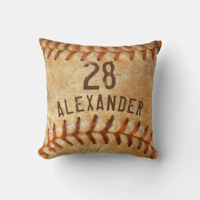 Coussin Nom et numéro personnalisés White Baseball Sports (Recto)