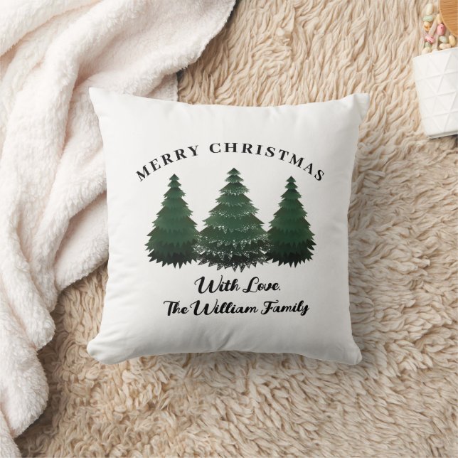 Coussin Nom Famille Noël Arbre ferme vacances (Couverture)