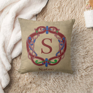 Coussin Nom Initial Monogramme Design Celtique Personnalis