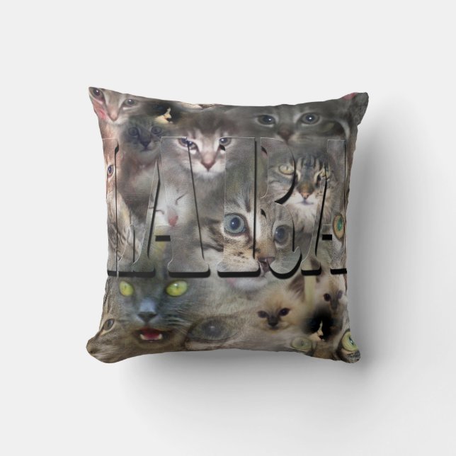 Coussin Nom Lara Avec Chats, (Recto)