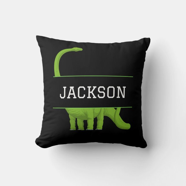 Coussin Nom mignon Dinosaure personnalisé Noir (Recto)