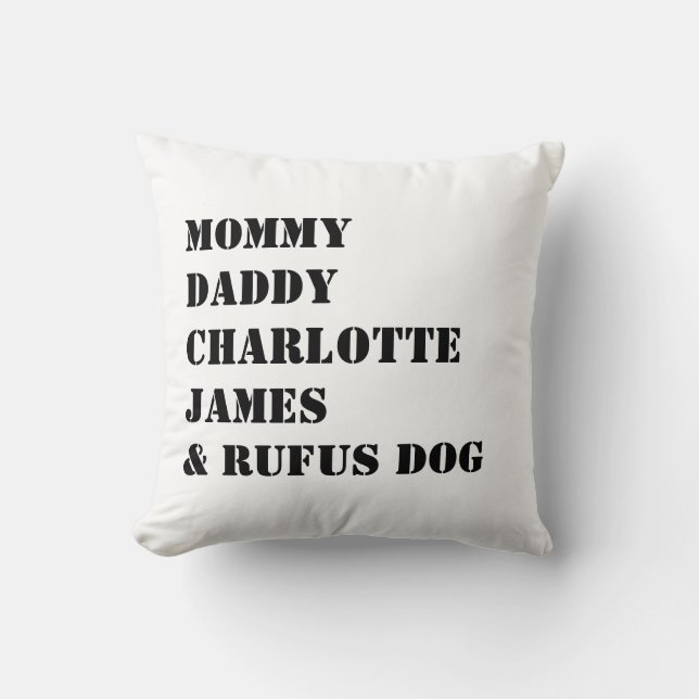 Coussin Nom Modèle Photo de famille personnalisée (Recto)