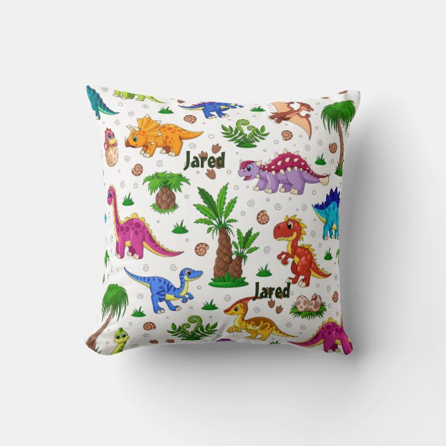 Coussin Nom moderne mignon Motif Dinosaur Nursery Décor (Recto)