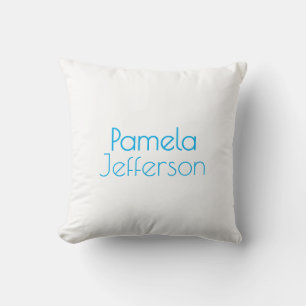Coussin Nom moderne minimaliste bleu et blanc professionne
