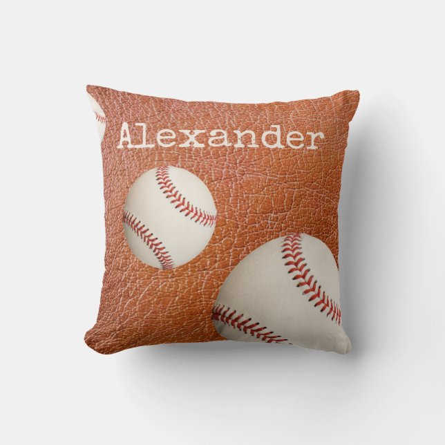 Coussin Nom monogramme baseball softball sports (Recto)