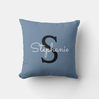 Coussin Nom Monogramme Bleu 