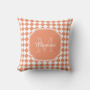 Coussin Nom Monogrammé - orange clair tendance