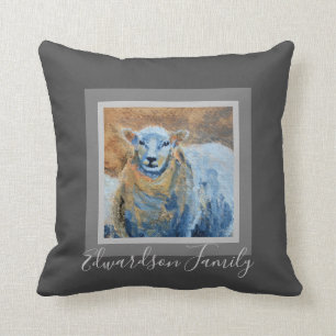 Coussin Nom monographique de la ferme de mouton peinte à 