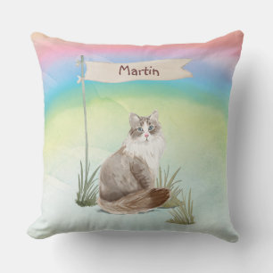 Coussin Nom personnalisé Animal de chat de Sibérie