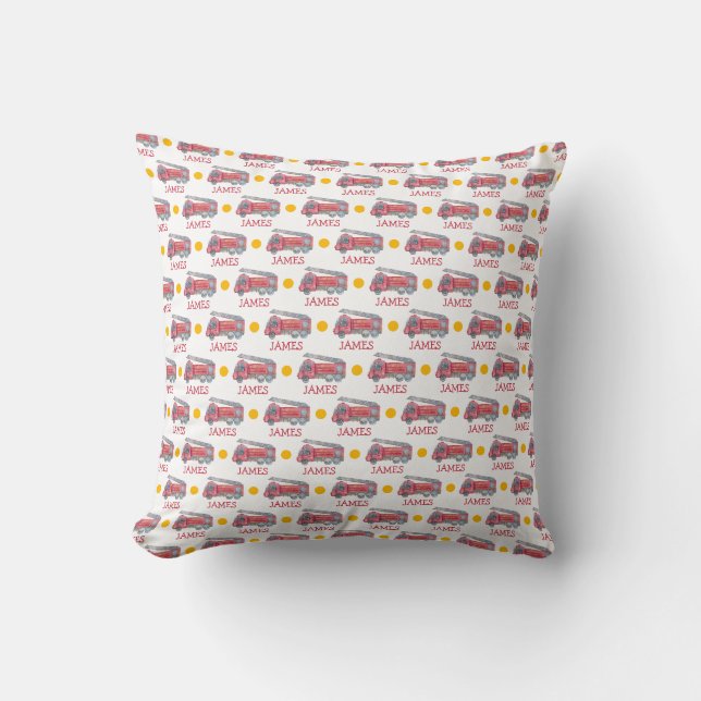 Coussin Nom personnalisé Camion Red Fire (Recto)