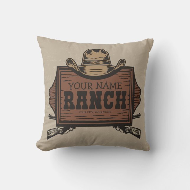 Coussin NOM PERSONNALISÉ Canons Cowboy Connexion Western R (Recto)