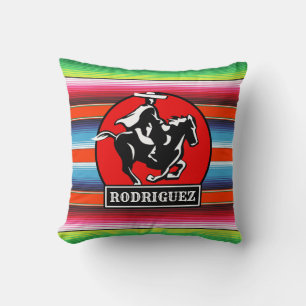 Coussin Nom personnalisé Charro Horse espagnol mexicain Se