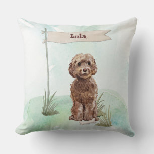Coussin Nom personnalisé Cockapoo marron Chien de compagni