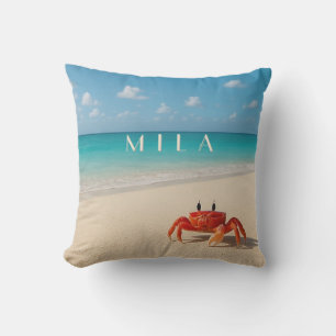 Coussin Nom personnalisé - Crabe by the Coast Outdoor Cous