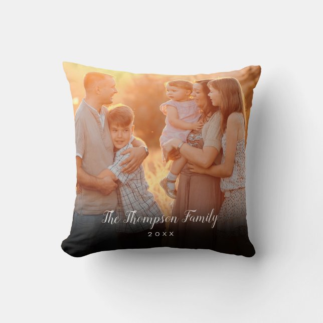 Coussin Nom personnalisé Date de la photo de script (Recto)