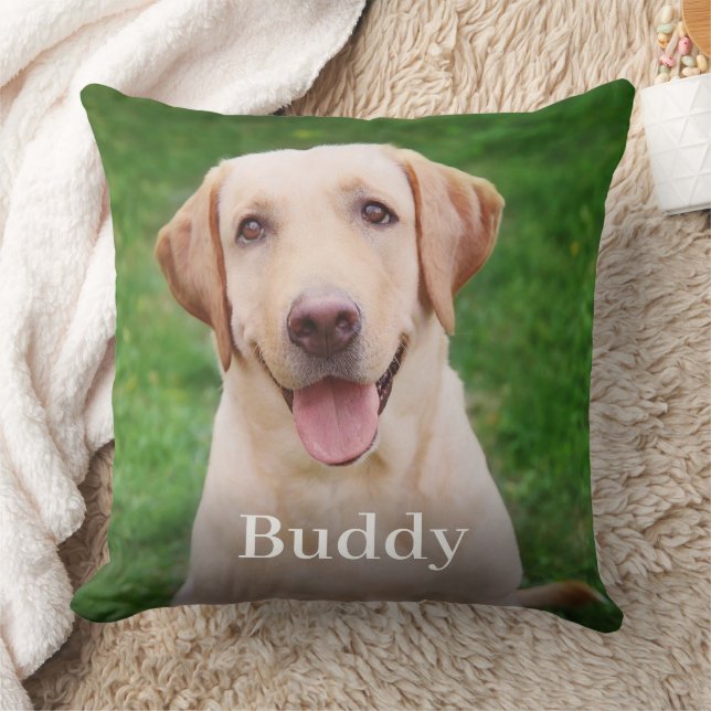 Coussin Nom personnalisé du chien et photo personnalisée (Couverture)
