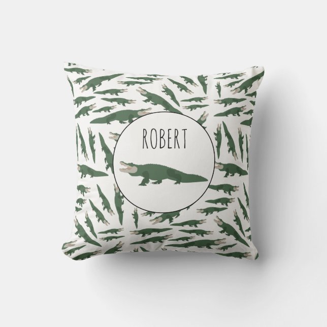 Coussin Nom personnalisé du Motif crocodile de l'alligator (Recto)
