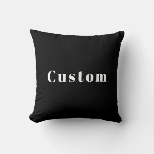 Coussin Nom personnalisé élégant ou autre texte   Noir & B