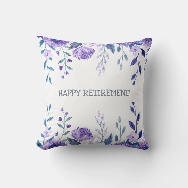 Coussin Nom personnalisé Élégant Retraite Garder Floral (Recto)