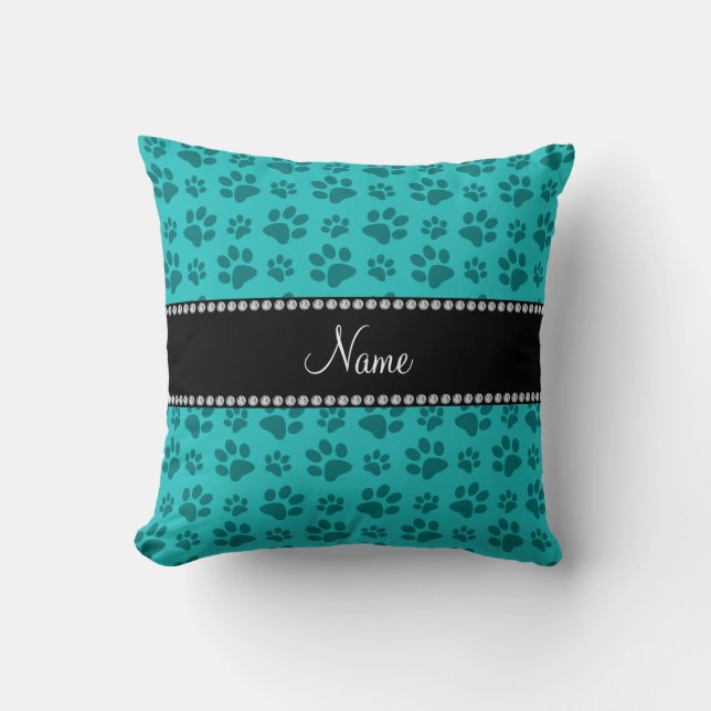 Coussin Nom personnalisé empreintes de pattes de chien tur (Recto)