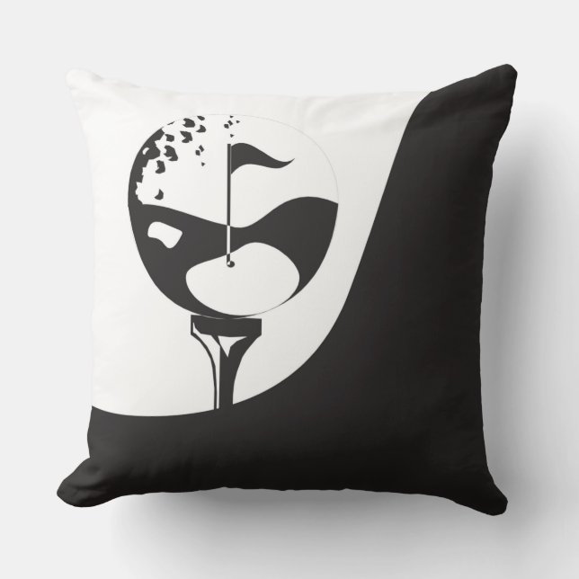 Coussin Nom personnalisé Hello Black and White Golf (Recto)