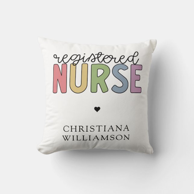 Coussin Nom personnalisé Infirmière inscrite infirmière in (Recto)