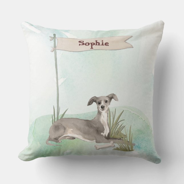 Coussin Nom personnalisé Italien Greyhound Animal Chien (Recto)