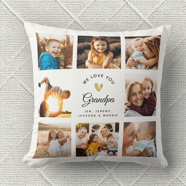 Coussin Nom Personnalisé Nous Vous Aimons Grand-Père Photo (Créateur téléchargé)