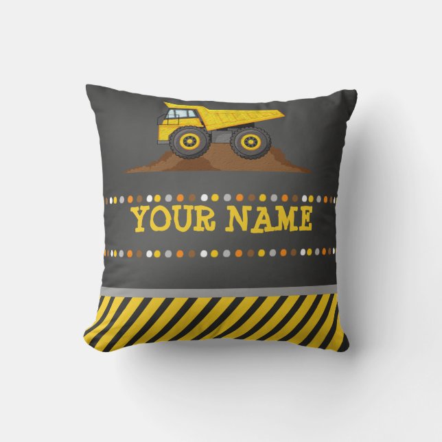 Coussin Nom personnalisé par carreau de garçons de camion (Recto)