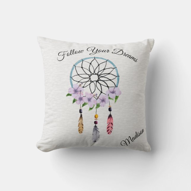 Coussin Nom personnalisé par fleur florale rêveuse de (Recto)