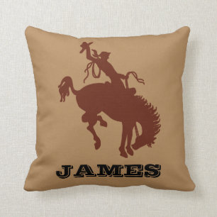 Coussin Nom personnalisé par rodéo occidental de cowboy