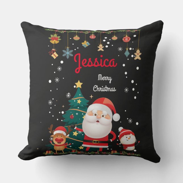 Coussin Nom Personnalisé Pour Votre Enfant, Noël Père Noël (Recto)