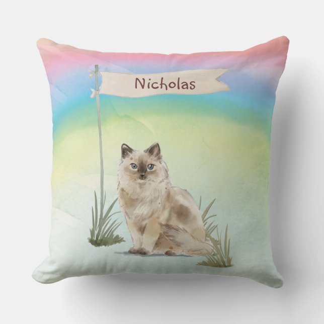 Coussin Nom personnalisé Ragdoll Chat Pet (Recto)