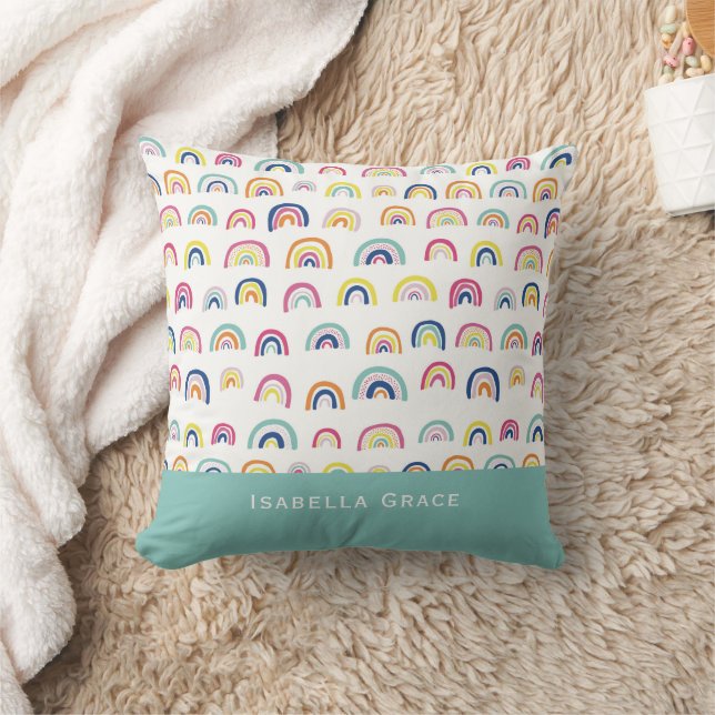 Coussin Nom personnalisé Rainbow (Couverture)