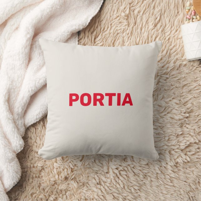 Coussin Nom personnalisé rouge clair gris clair (Couverture)