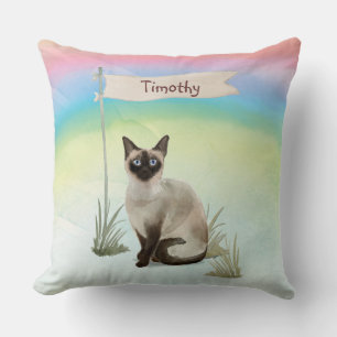 Coussin Nom personnalisé Siamese Chat Pet