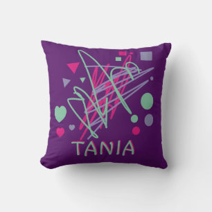 Coussin Nom Purple rose Turquoise Cercle Carré Triangle Co