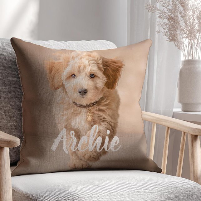 Coussin Nom simple et moderne d'animal de compagnie et pho (Créateur téléchargé)