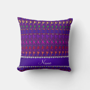Coussin Nom violet arc-en-ciel gymnastique coeurs étoiles