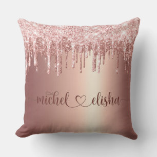 Coussin Noms de couple personnalisés avec effet de goutte