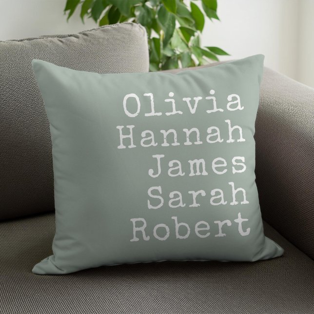 Coussin Noms de famille personnalisés de machine à écrire (Créateur téléchargé)
