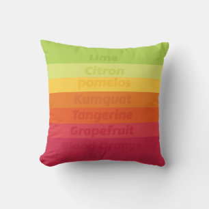 Coussin Noms de Motifs colorés et de fruits d'agrumes