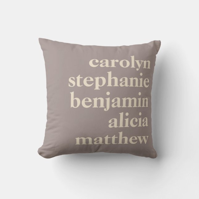 Coussin Noms de petits-enfants personnalisés dans Taupe Br (Recto)