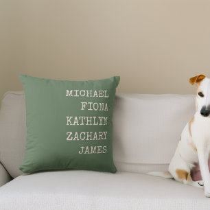 Coussin Noms des petits-enfants modernes Vert