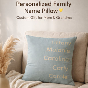 Coussin Noms personnalisés des petits-enfants Sage rustiqu