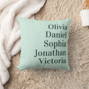 Coussin Noms personnalisés des petits-enfants Vert menth