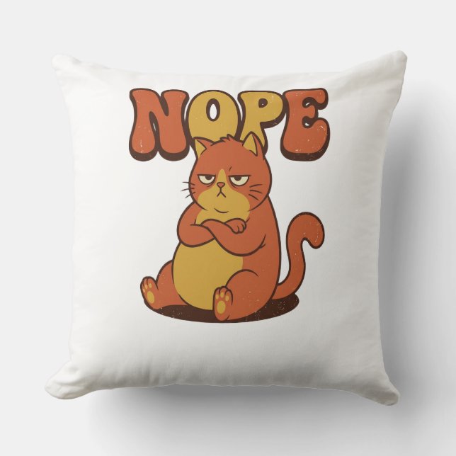 Coussin NOPE Grumpy Cat Throw Pillow (Recto)