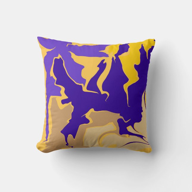 Coussin Nord-Ouest Tourbillons violets, jaunes et beiges (Recto)
