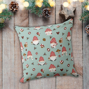 Coussin Nordic Christmas Gnomes Soft Green